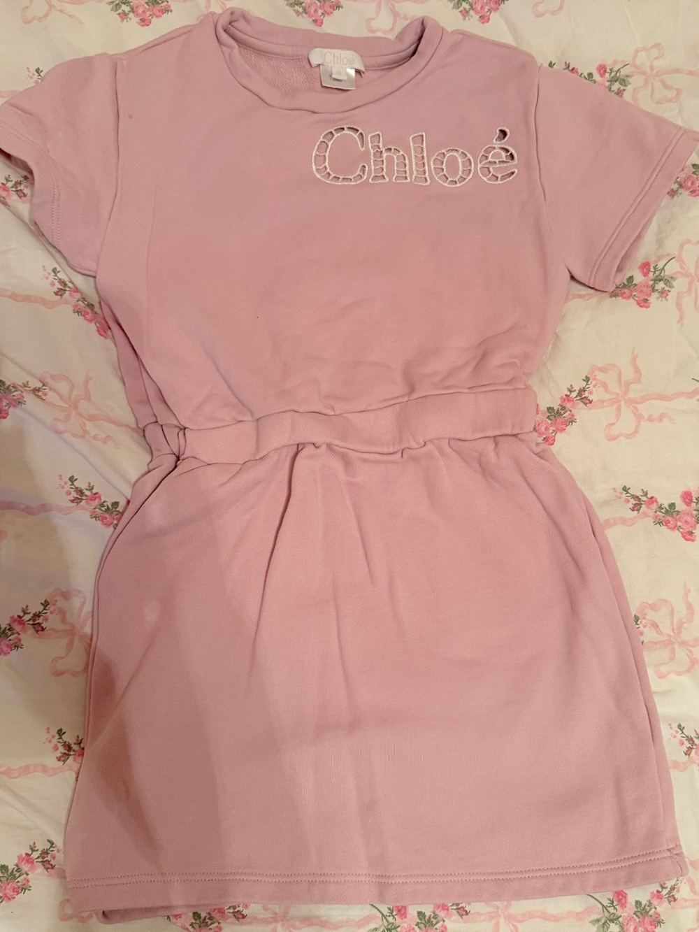Chloé Light Pink Logo Short Sleeve Casual Dress